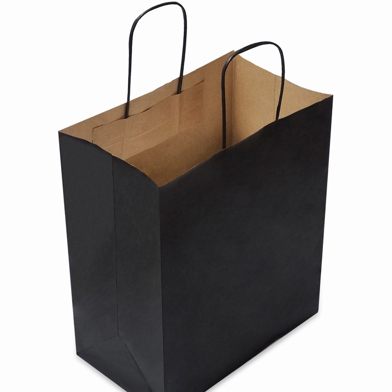 товар Черный пакет с кручеными ручками, внутри крафтовый, 240*135*280 мм CKPK024